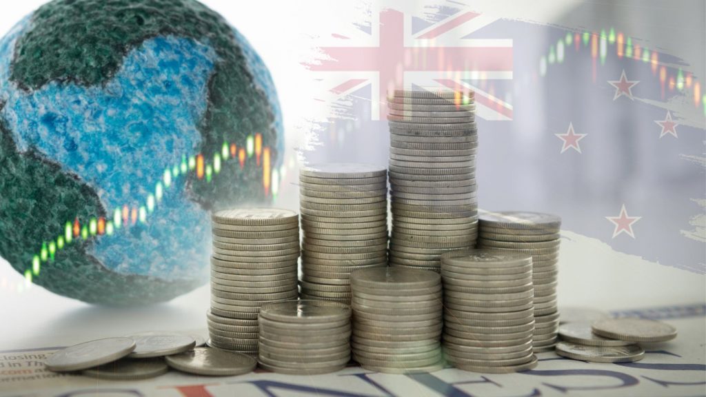 photo of money, the earth and the flag of new zealand